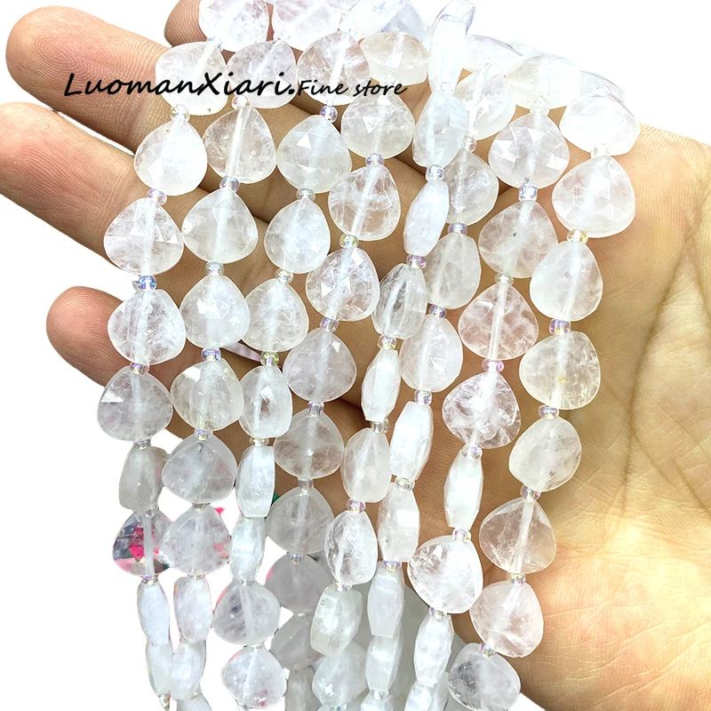 12x12mm Faceted Water Drop Natural Stone White Crystal Loose Spacer Beads for Jewelry Making DIY Bracelets Charms Accessories