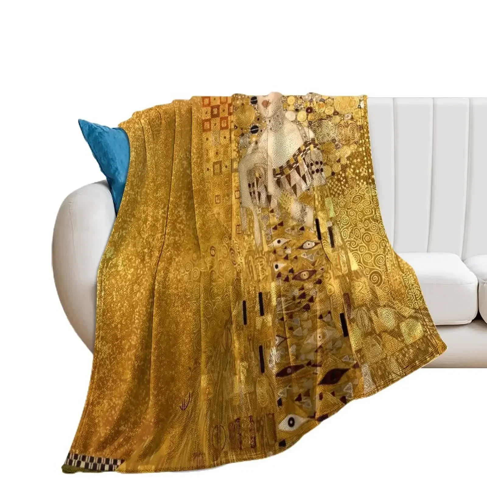 Woman in Gold Portrait by Gustav Klimt Throw Blanket funny gift Thins Summer Beddings Beach Blankets