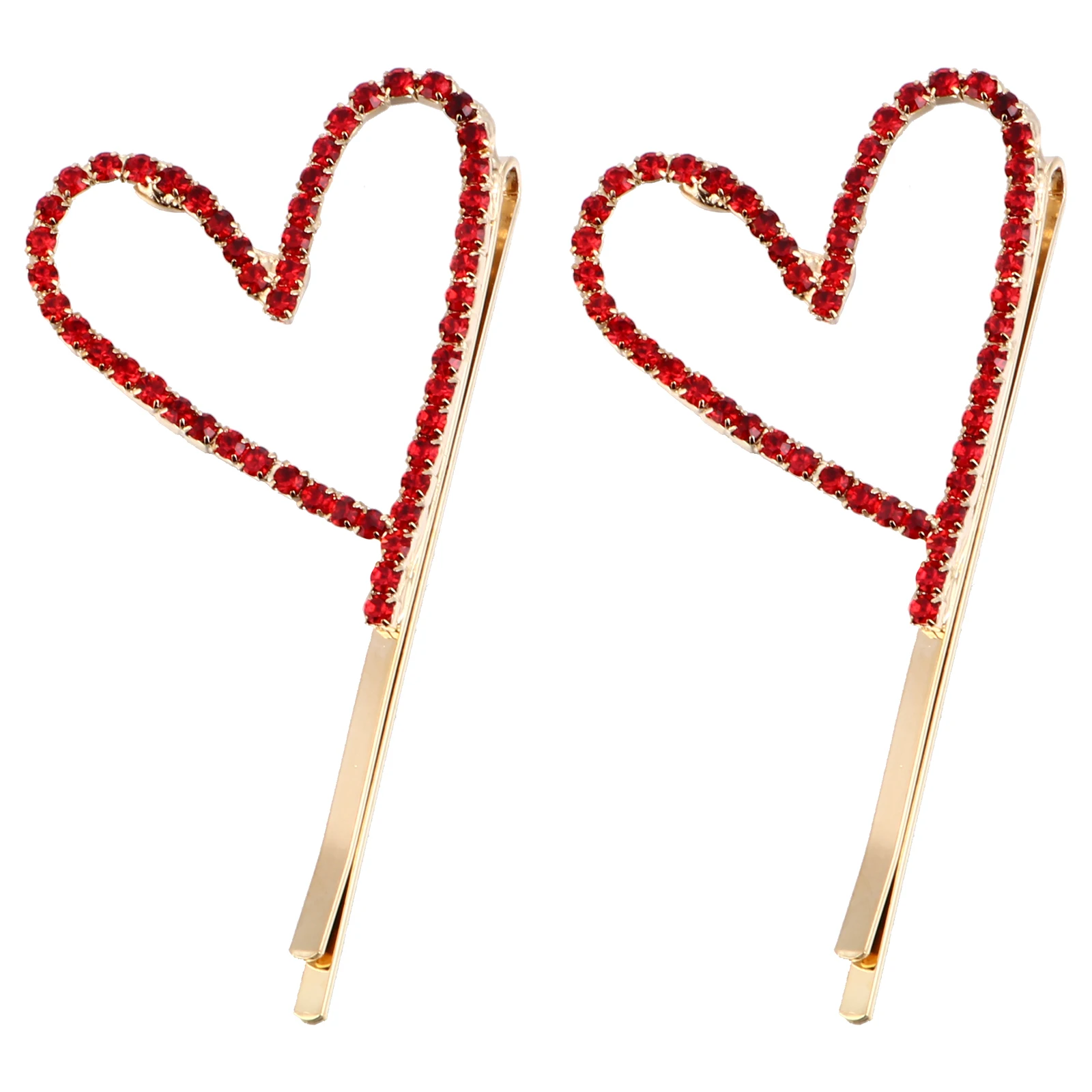 

2pcs Heart Shaped Rhinestone Hairpin Fashion Girls Accessories Elegant Stylish Wedding Party Dinner Daily Wear Clip Set