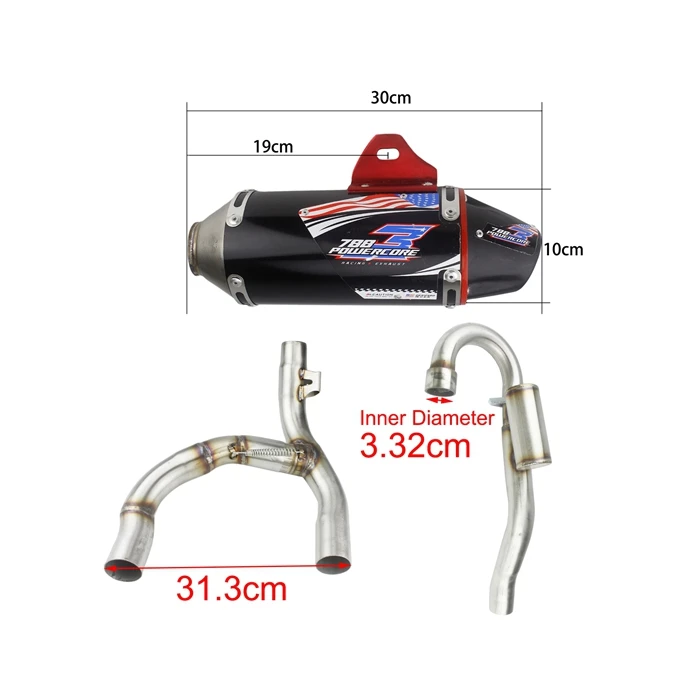 Dirt Pit Bike Motocross Complete Dual Exhaust Twin Muffler Pipes System with Bracket + Rear Air Cover for Honda CRF230 CRF150 F