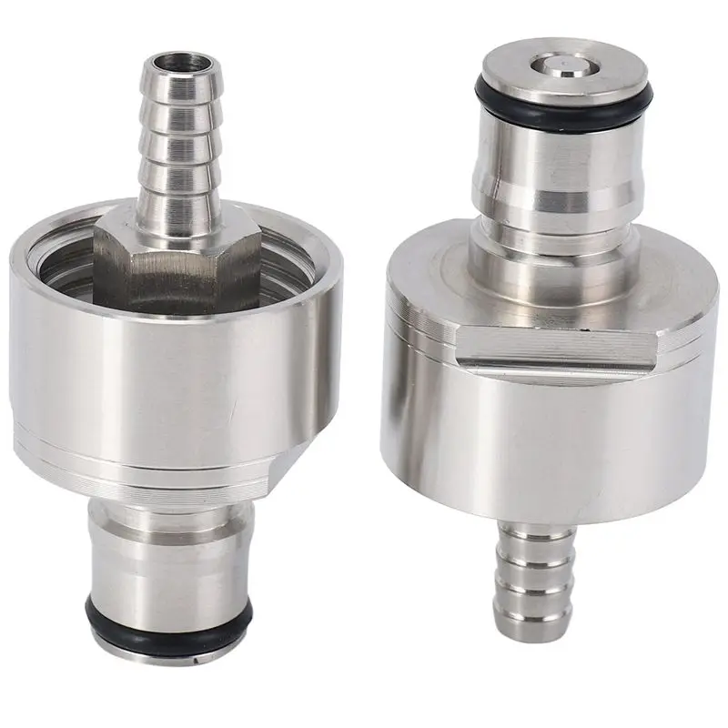 AEE3-2Pcs/Lot 304 Stainless Steel Carbonation Cap 5/16 Inch Barb, Ball Lock Type, Fit Soft Drink PET Bottles, Homebrew Kegging