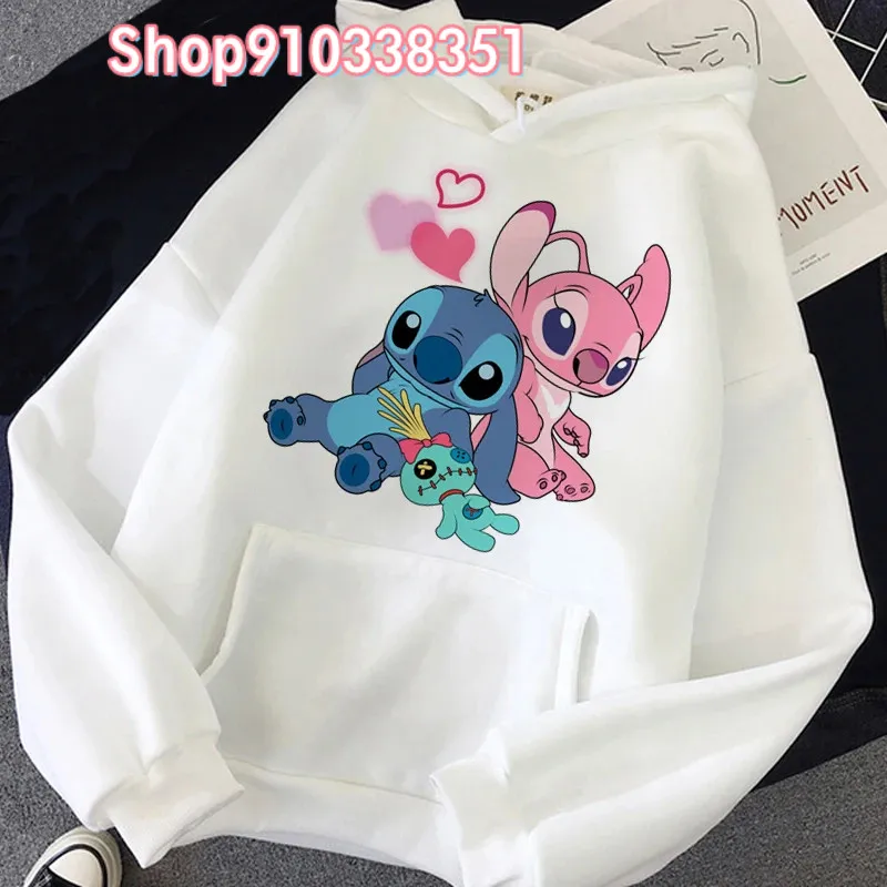 

2024 Couples Lilo Stitch Spring and Autumn Sweater Long Sleeve Hooded Sweater Loose Casual Sweatshirts for Women Loose Hoody