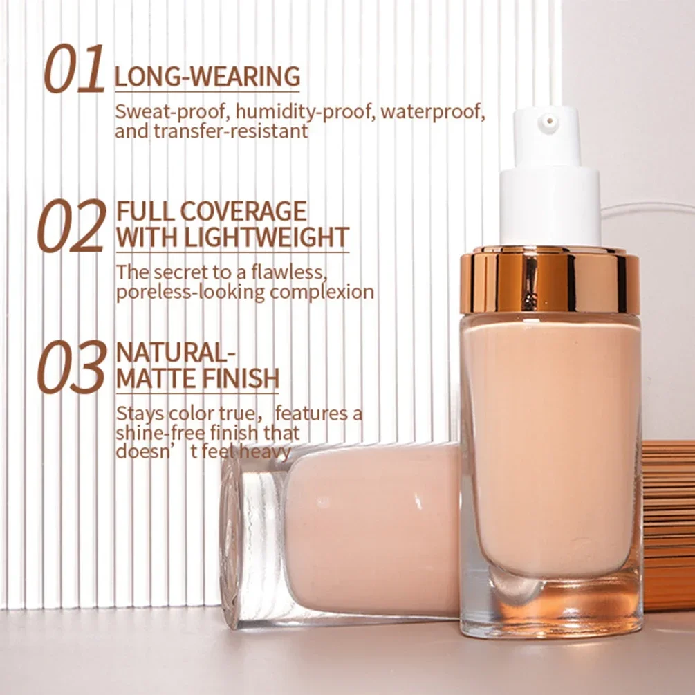 

Private Label Liquid Foundation Custom Logo Waterproof Long-lasting Non-drying Concealer Makeup Wholesale Gold Stripe Cover