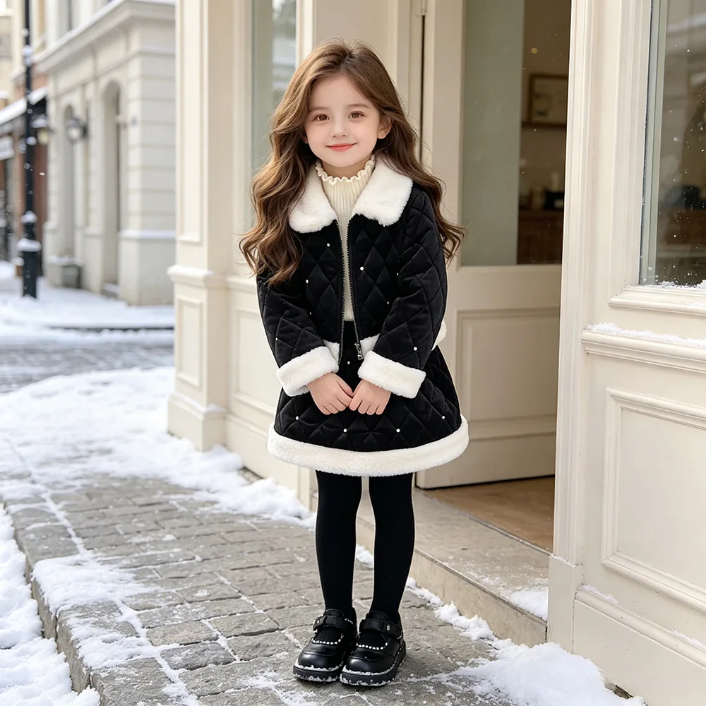 Winter Girls Sets 2026 New Thicken Warm Coat and Skirt Gentle Temperament Two Price Sets