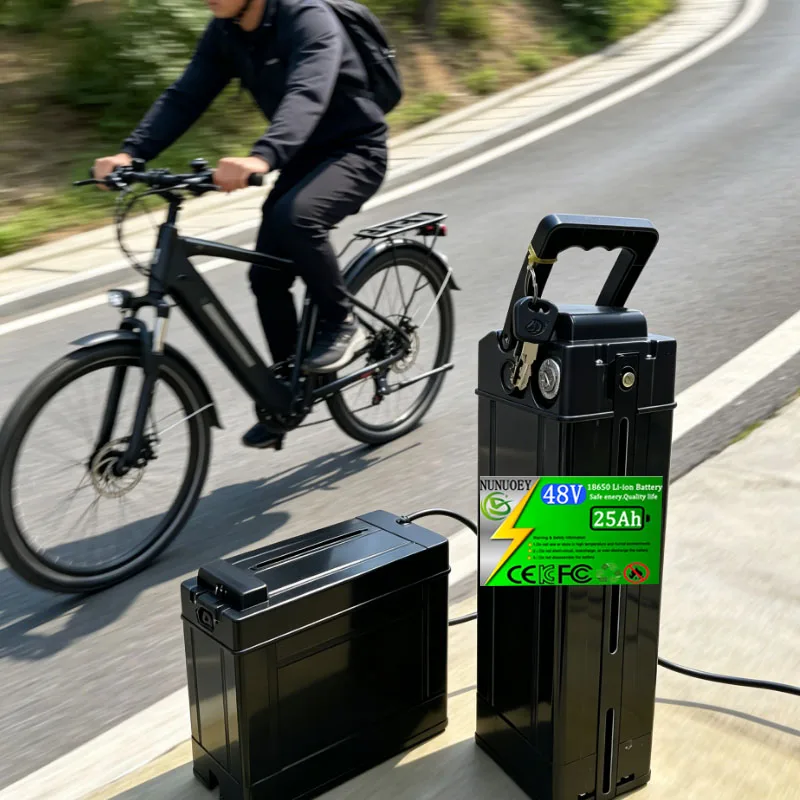 Haiba internal frame ebike replacement battery pack showing key lock and carry handle