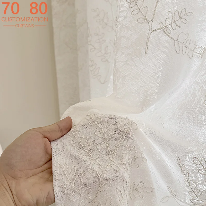 French Embroidery Carved White Screen Tulle Curtains for Bedroom Living Room French Window Balcony Window Customized Finished