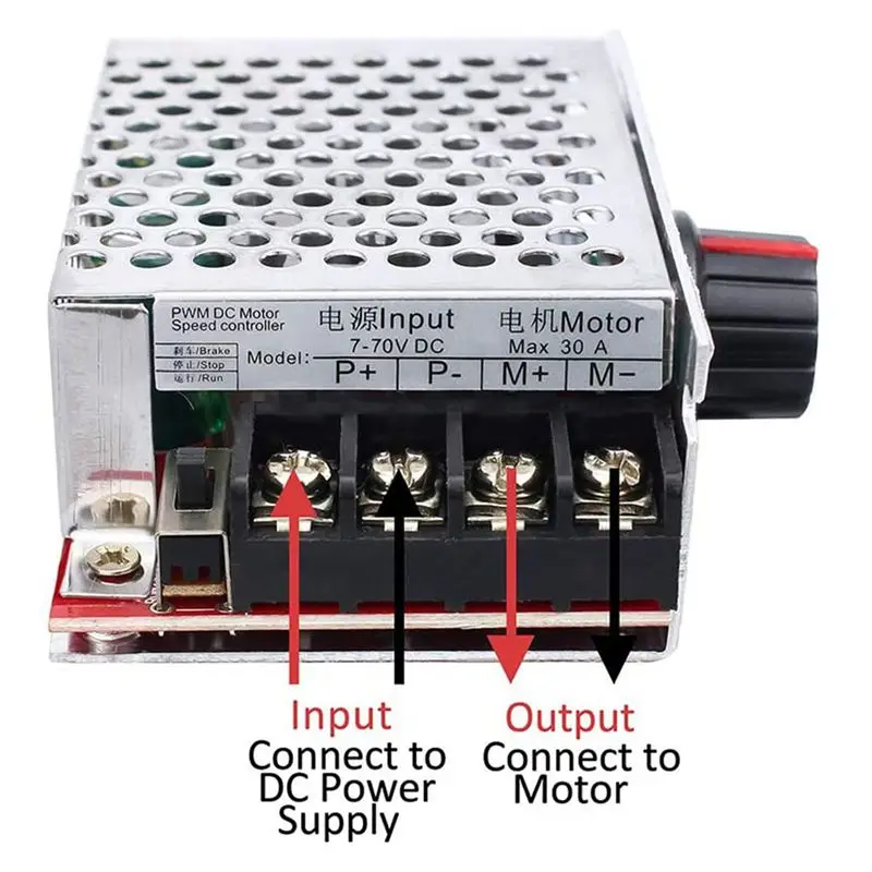 DT39 2X 7-70V 30A PWM DC Motor Speed Controller Switch Control 12V 24V 36V 48V with 30 for Amp Fuse for Variable Speed Motor