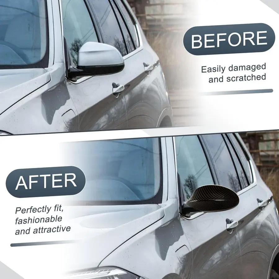 Par exterior espelho retrovisor habitação porta asa espelho capa padrão de fibra carbono para bmw série 3 e90 e91 325i 328i 330i se