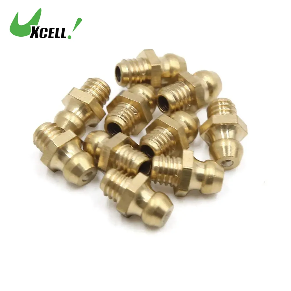 Uxcell 10pcs M6 x 1 Brass Thread Straight 45 Degree Angle Grease Nipple Fitting for Car Motorcycle