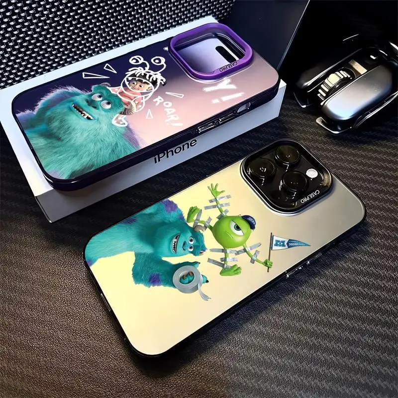 Capa de prata colorida Disney Anime Monsters Inc, iPhone 11, 13, 15, Pro, Max, 12, 14, XR, X, XS