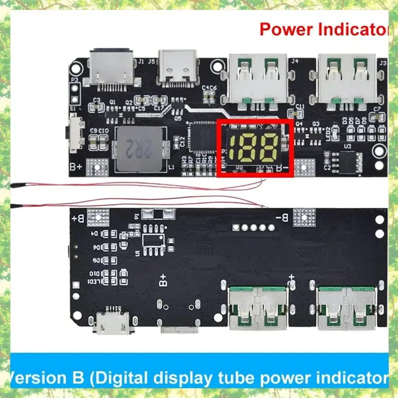 Smart-QC4.0 QC3.0 LED Dual USB 5V 4.5A 22.5W Micro/Type-C USB Mobile Power Bank 18650 Charging Module Temperature Protection