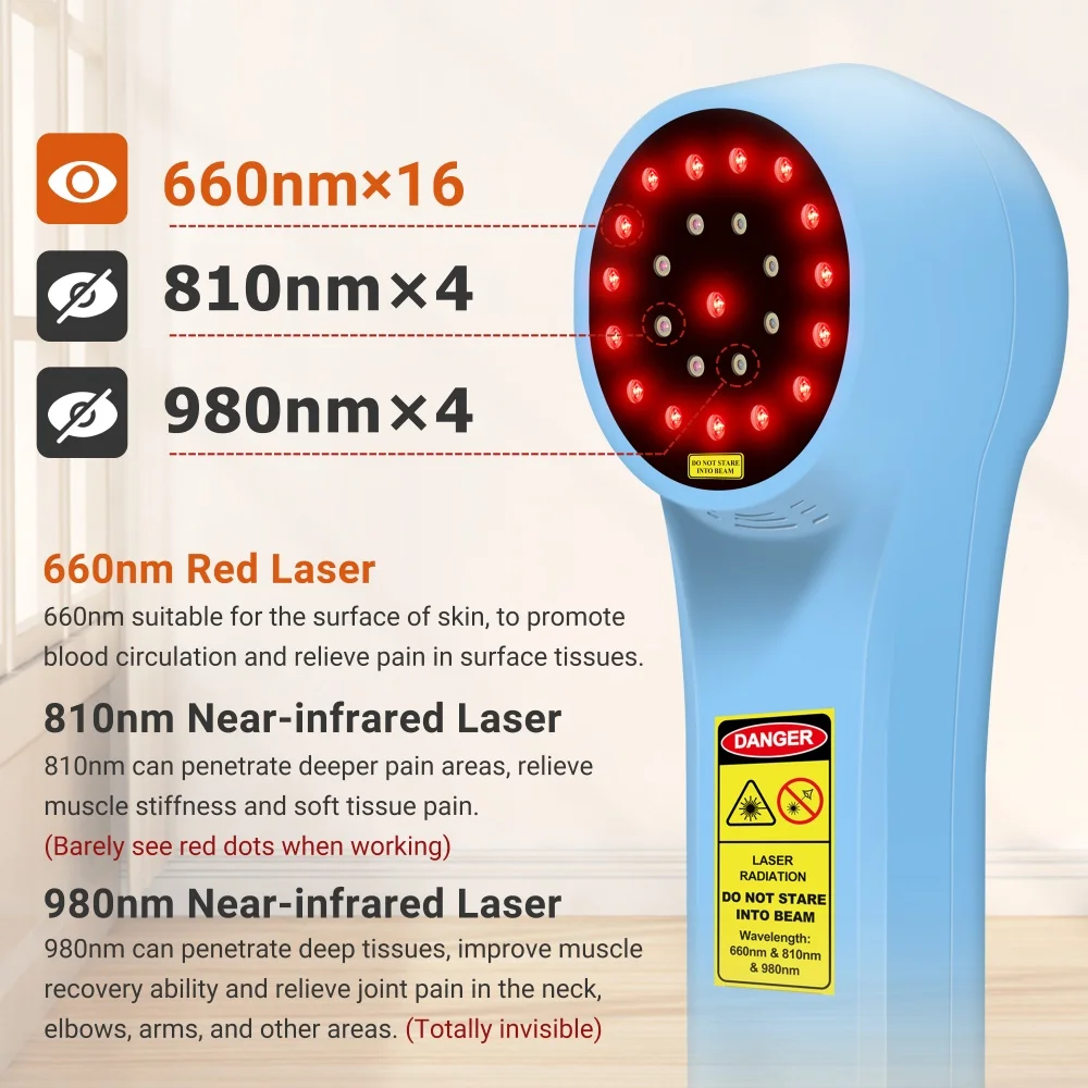 Professional Advanced LLLT Cold Laser Therapy Device Red Near Infrared Light Therapy Handheld Physiotherapy Machine Pain Relief