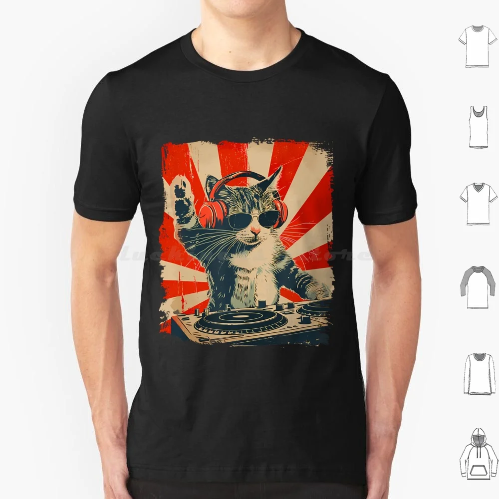 Funny Dj Cat Disco Sound Tech Headphone Music T Shirt Big Size 100% Cotton Sarcasm Cartoon Dark Humor Existence Is Pain