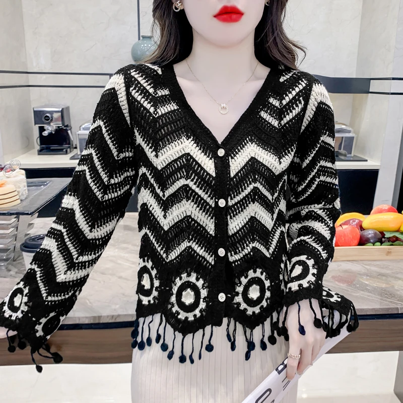 

Hollowed Out Pullover Sweater Women Clothing Ladies Spring Autumn Casual Thin Knitwear Female Woman OL Sweaters BPy6881-1