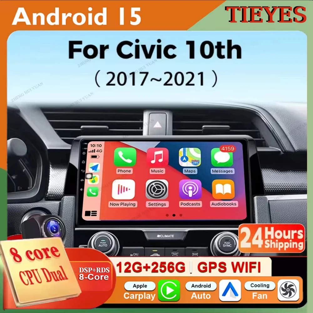 

Автомобильные интеллектуальные системы Android 15 для Honda Civic 10 2016-2018 Радио Carplay Мультимедиа GPS 4G Навигация 8-ядерный Qualcomm