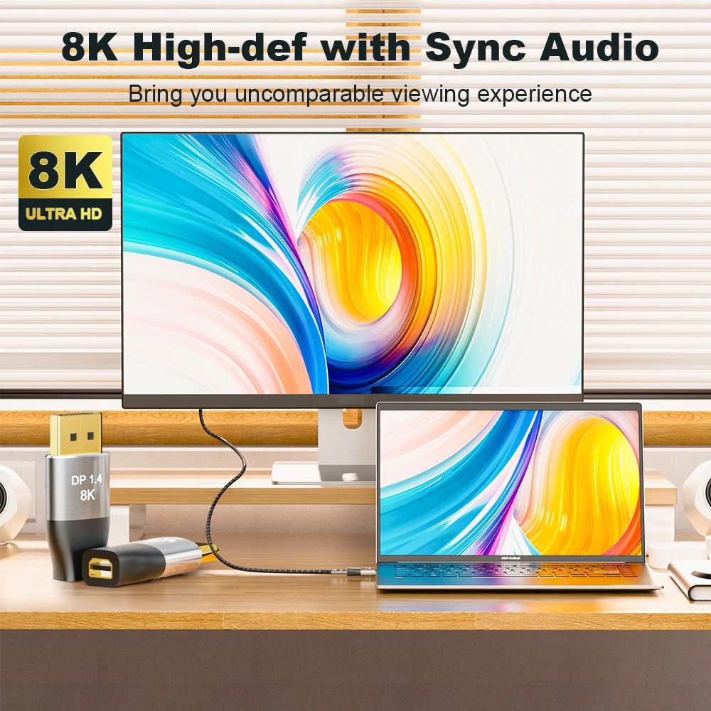 16K Mini DisplayPort zu DisplayPort Kabel DP2.1 Adapter 54Gbps 8K@60HZ 4K@120HZ Mini DP zu DP Bidirektional für Gaming Laptop – Detail 12