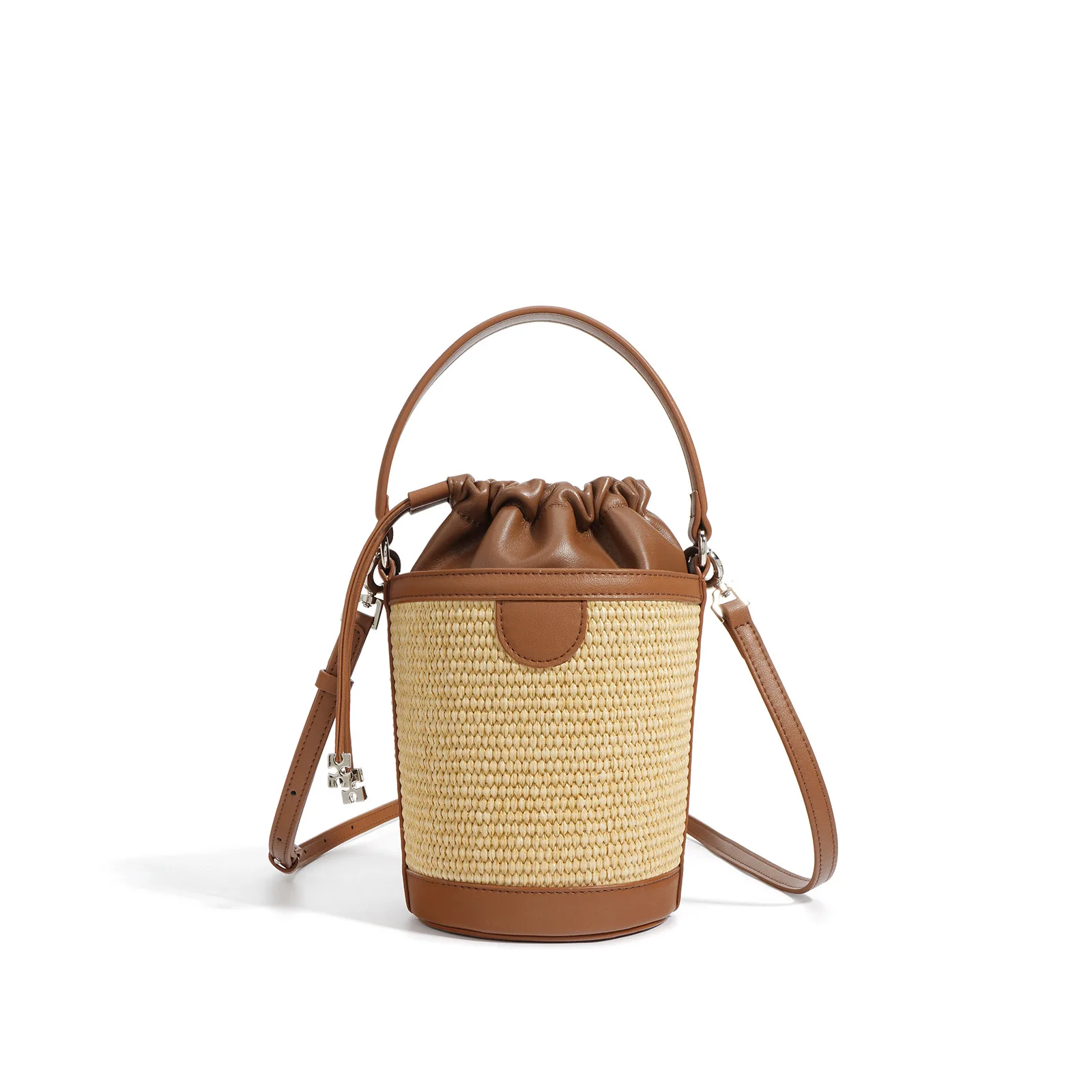 TSheepskin Korean Canvas Bucket Bag Fashion Drawstring Drawstring Handle Cylinder Crossbody Bag