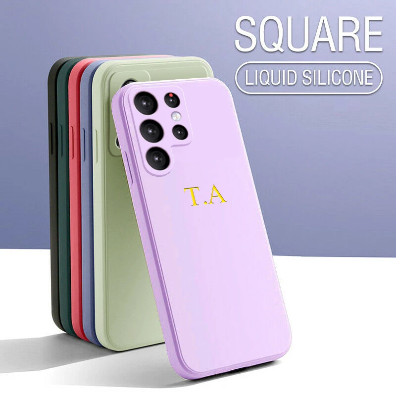 

S23 S24 Ultra S23Ulta 5g Case Personalized Initals Liquid Silicone Soft Case For Samsung Galaxy S24 S23 S22 Ultra Plus Cover