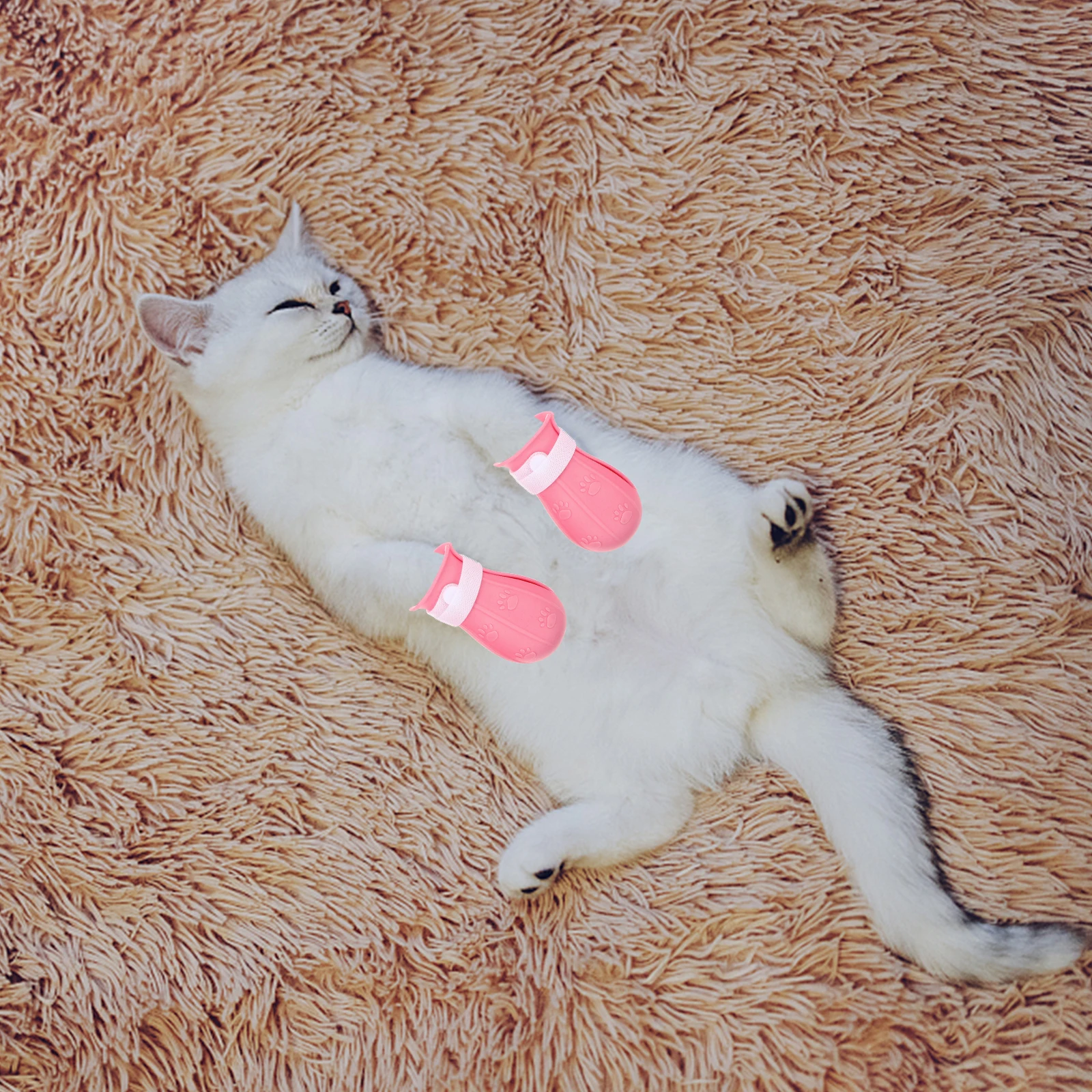 

4pcs Cat Shoes Rubber Feet Covers for Kittens Pink Claw Booties Cats Nails Caps Anti Scratch Pet Grooming Bathing Tools