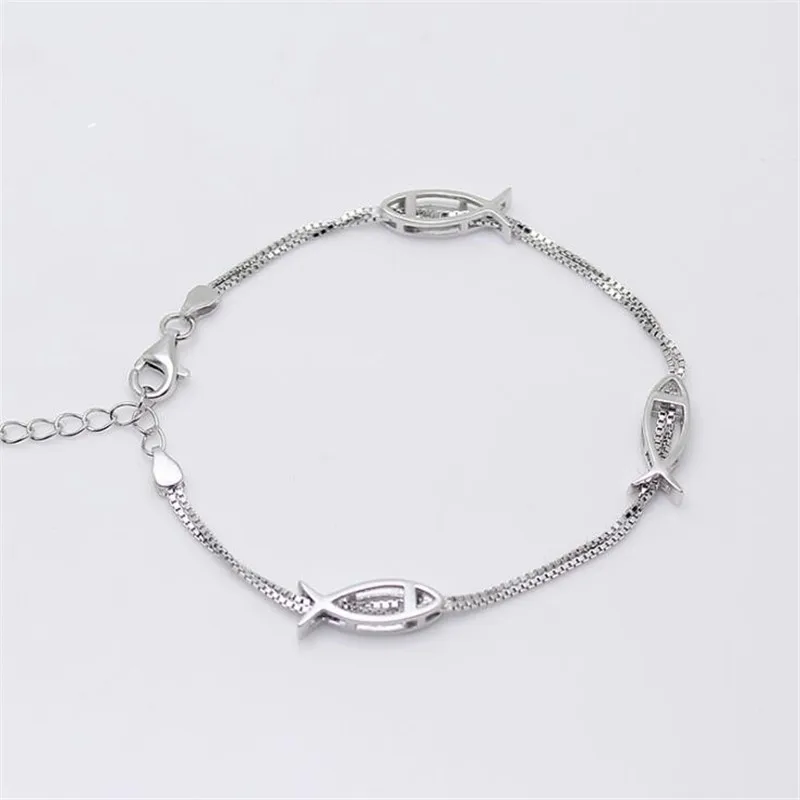

New Arrival Temperament Sweet Fish 925 Sterling Silver Jewelry Hollow Cute Animal Personality Gift Bracelets SL029