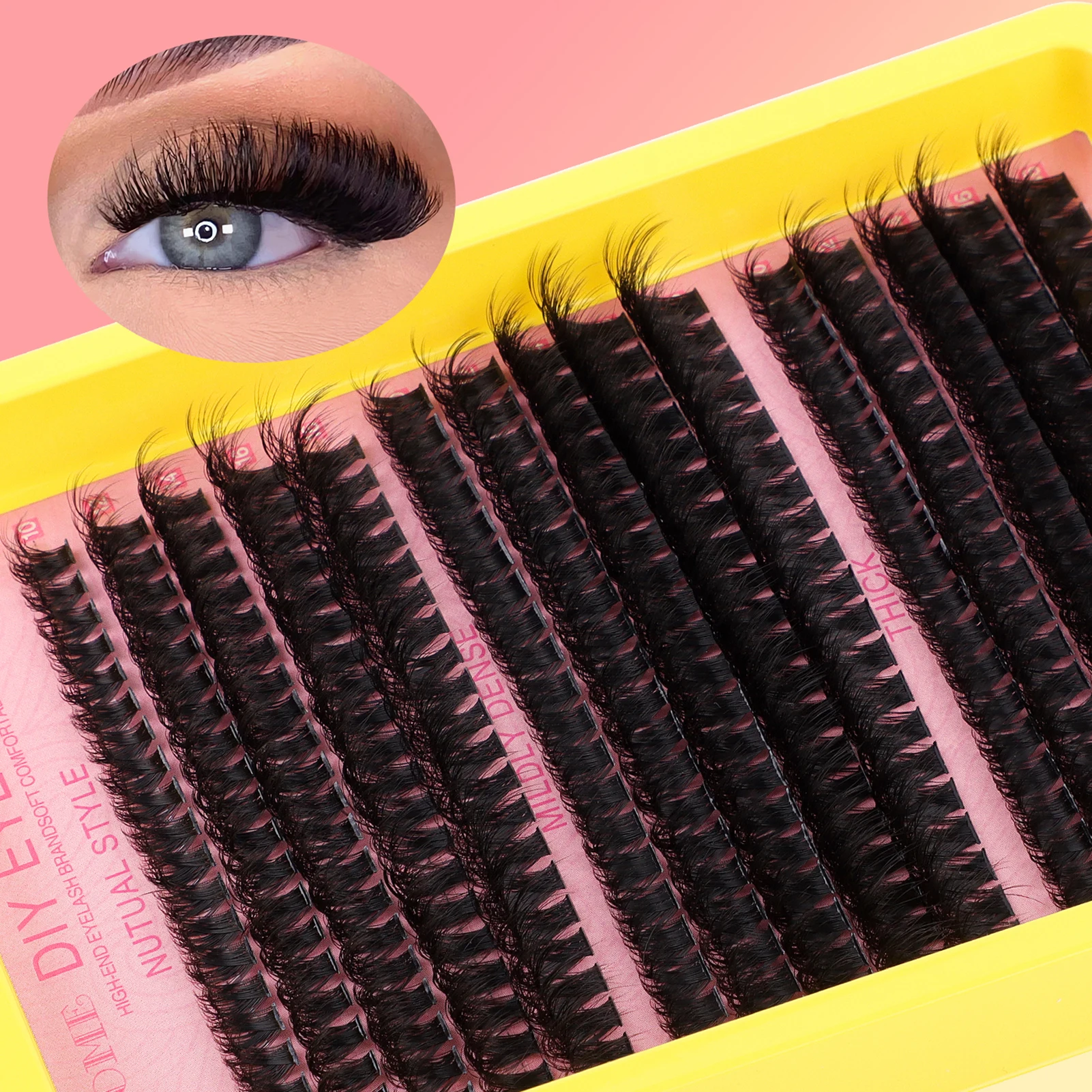 Fluffy Cluster Lashes Set Bindung und Siegel Kleber Applikator Kit Russische dicke D Curl Natürliche Wimpernverlängerung DIY Make-up-Zubehör