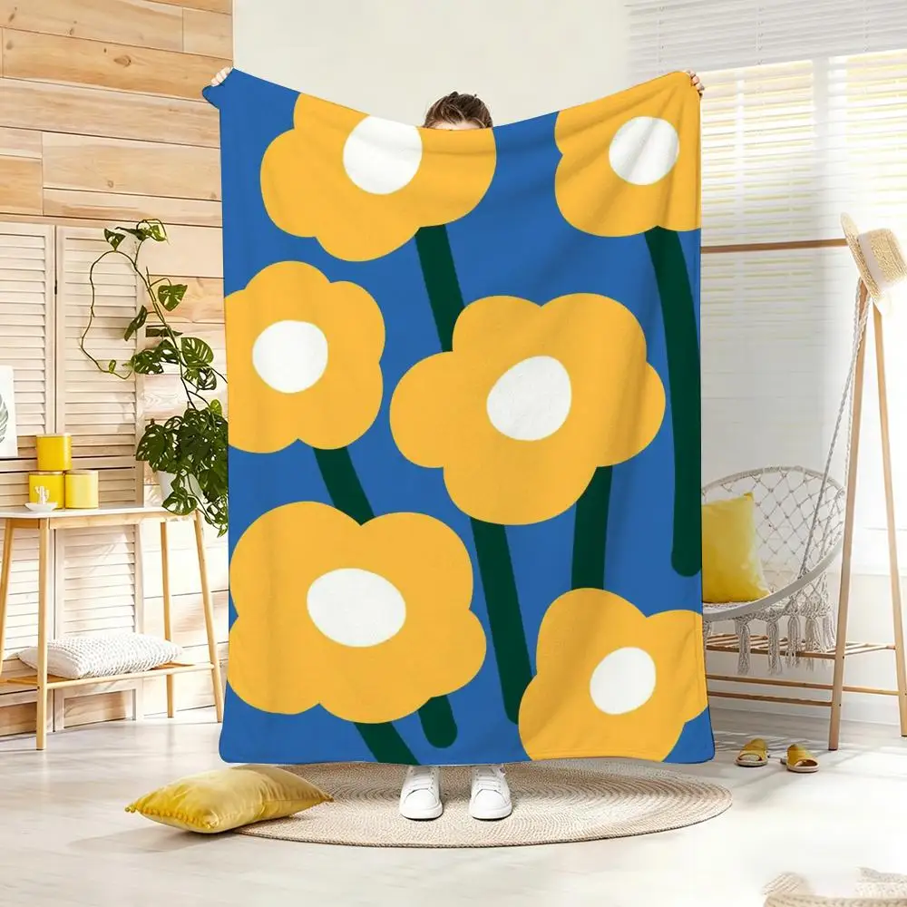 Manta de Franela Ligera de 240g con Diseño Floral Abstracto en Tonos Pastel, Suave y Agradable al Tacto para el Verano