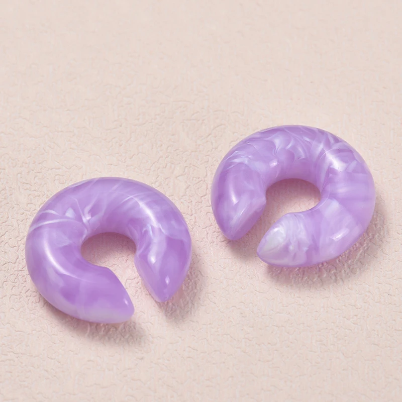1 Paar einfache glatte Kreis runde Ohrclips für Frauen C-Form Harz ohne Piercing gefälschte Knorpel Ohrstulpe Schmuck – Detail 9