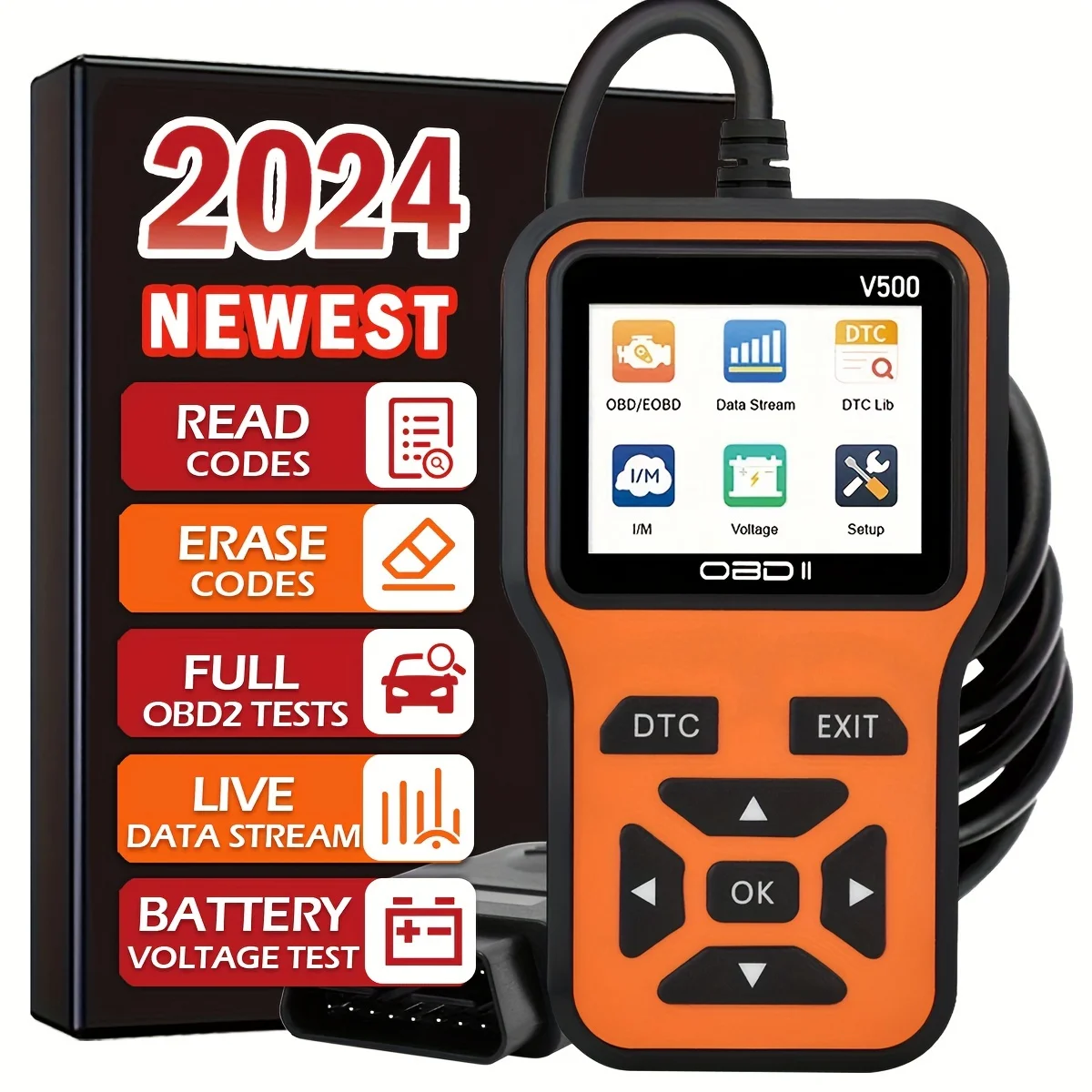 Obd2 Scanner - Heavy-Duty Obd Ii Can Diagnostic Tool, Supports Reading/Erasing Fault Codes, Compatible with All Cars, Trucks, and Suvs (1996 and Later Models) - No External Battery Required, Plug-And-Play, Suitable for Mechanics and DIY Use, Engine Code Reader, Compact Design, Sturdy Construction, Vehicle Diagnostics, Professional Technicians, Handheld Device, Durable Build