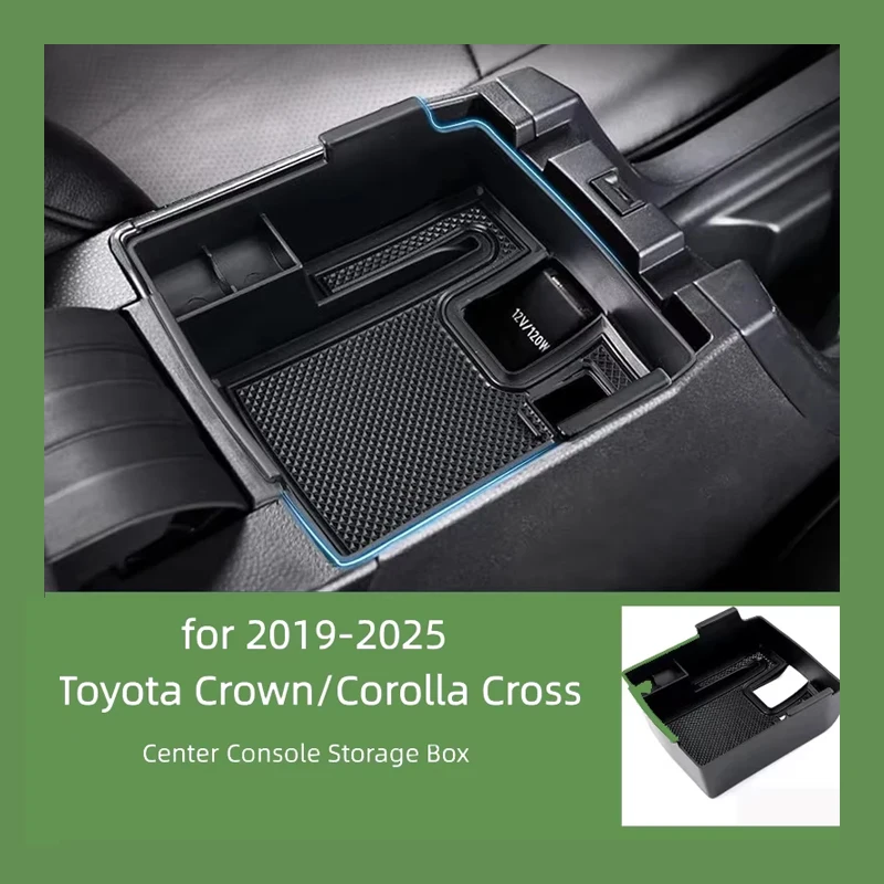 For 2019-2025 Toyota Corolla Central Control Armrest Organizer with Non-Slip Mat Assisted Insertion Tray