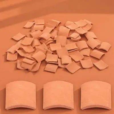 

80Pcs Small Roof Tiles Simulation DIY Miniature Clay Roof Tiles for Mini House Sand Table Landscape Decor Mini House Decoration
