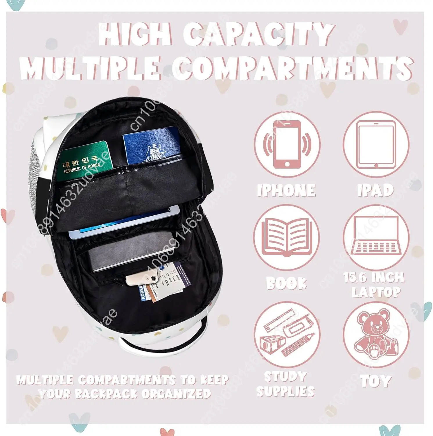 Personalized Backpack for Girls Boys, Custom Backpacks with Name for Kids, Customized Rainbow School Bookbag for Back to School