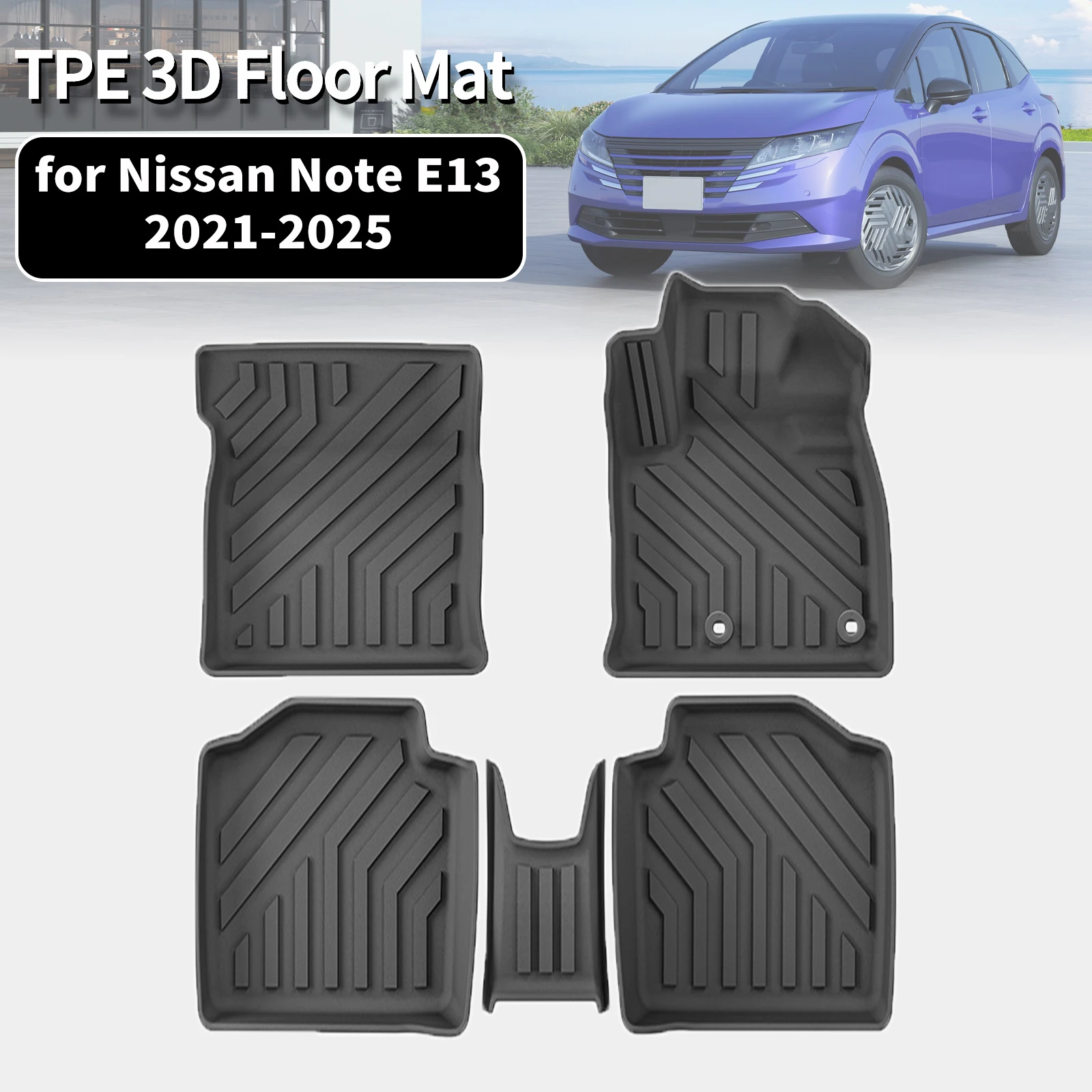 for Nissan Note E13 Fuel 2WD 2021-2023 2024 2025 RHD TPE Floor Mat & Trunk Pad Waterproof Non-Slip Easy Clean Car Accessories