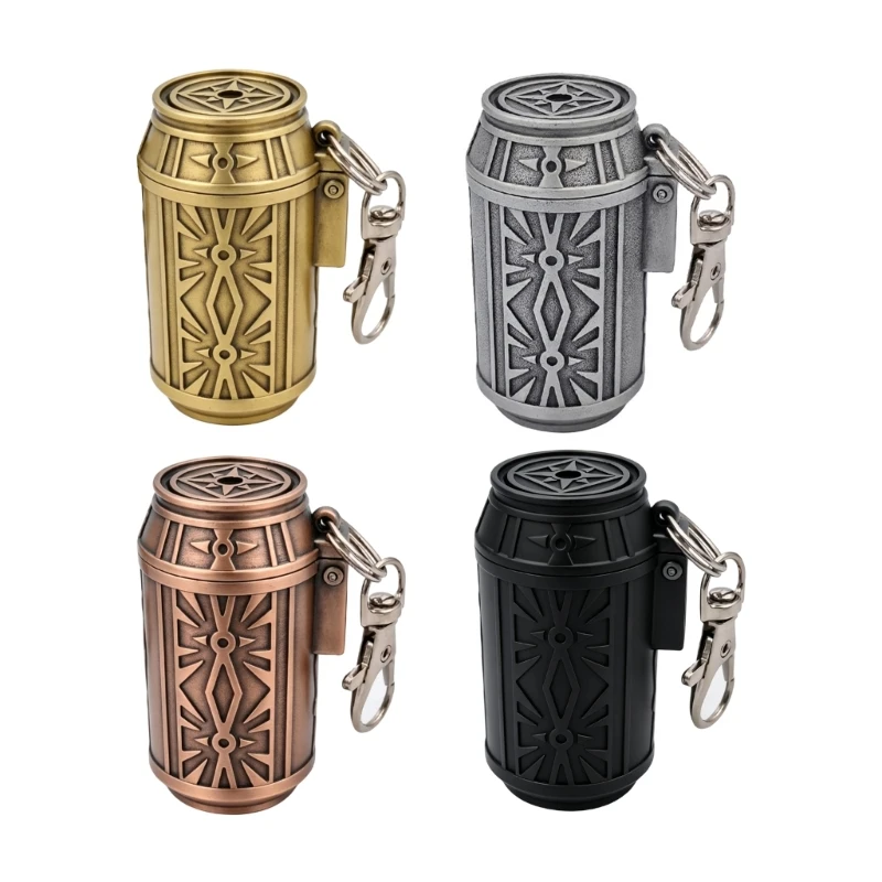 Metal Ashtray Car Debris Tray with Lid, Pocket Canister and Keychain Clip, Textured Ashes Container for Daily Commute Use