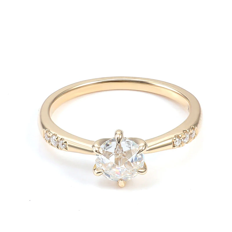 

Provence 10K Yellow Gold 0.5CT Round Cut DEF Color Moissanite Engagement Ring Anniversary Ring Moissanite Ring For Women