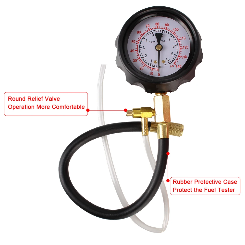 0 ~ 140psi 0 ~ 10bar strumenti di diagnostica automatica TU-114 manometro del carburante per Tester della pompa di iniezione del carburante Set di