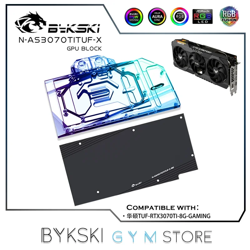 Bykski Gpu Water Blok Voor Asus Tuf Rtx 3070 Ti 8G Gaming Grafische Kaart, vga Liquid Cooler 5V/12V Rgb Sync N-AS3070TITUF-X