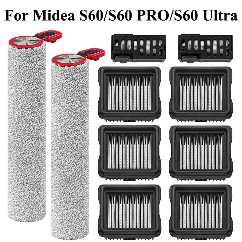 Compatible Midea S60/ S60PRO/ S60ultra Robot Vacuum Cleaners Accessories , Roller Brush HEPA Filter Cleaning Consumables Parts