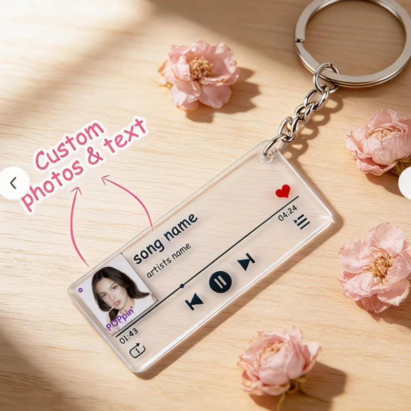 Customized Music Code Acrylic Keychain Personalized Custom Favorite Singer/Song Name Keyring JewelryFor Men Women Family  Gift