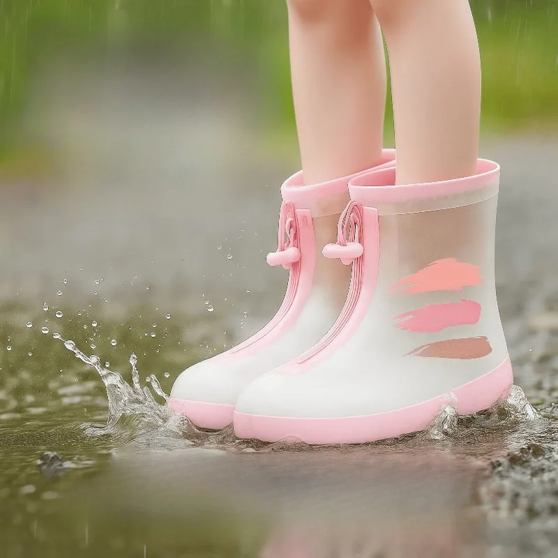 Kids Students Rain Shoe Covers TPU Thickened Anti Slip Durable Waterproof Overshoes for School Walking Hiking Travel