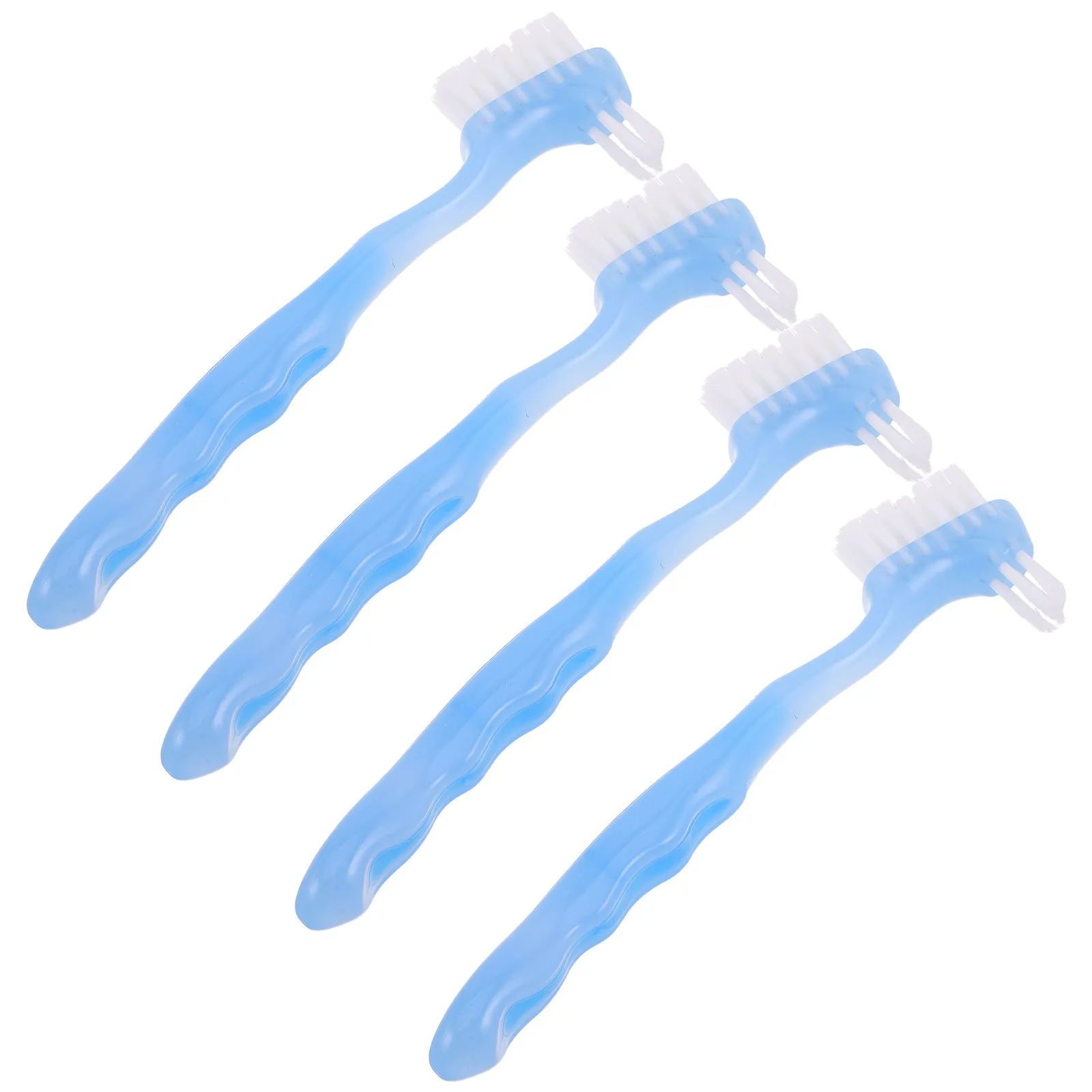 

Набор из 4 зубных щеток для протезов с двойной головкой, мягкой и жесткой щетиной, портативный, дорожный размер, для чистки искусственных зубов, для пожилых людей