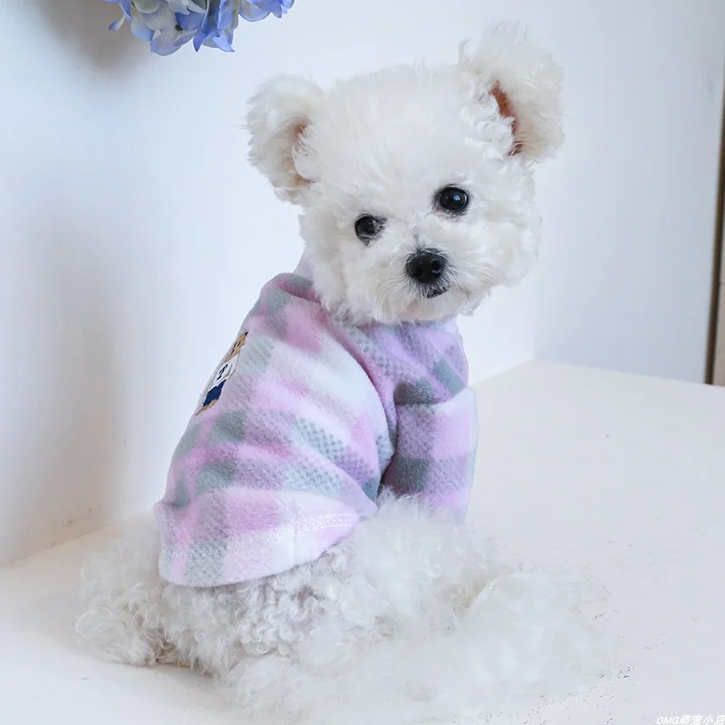 1PC Pet Clothing Spring and Autumn Pullover Pink Scarf Bear Base Shirt Suitable for Small and Medium sized Dogs