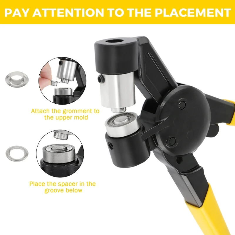 Grommet Handheld Hole Punch Pliers Grommet Machine Hand Press Tool With 500 Grommets 10mm 12mm Portable Belt Craft Rubber Poster