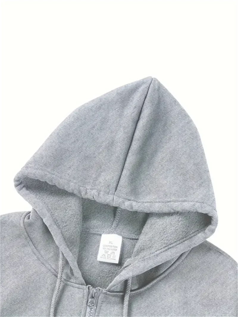 Autumn and winter street fashion letter printed hooded sweatshirt, comfortable and casual men's cardigan sweatshirt