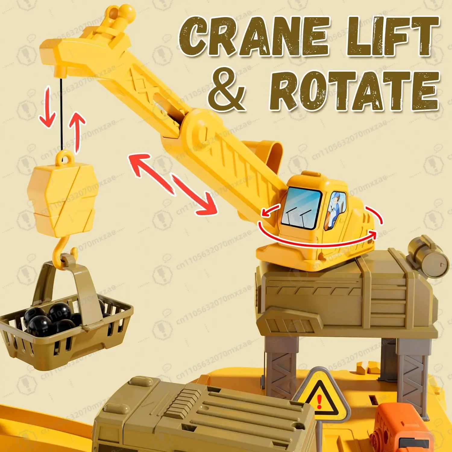 Interactive Redi Rampz Mining Set with Electric Crane & Climbing Hills, Dynamic Construction Playset for Boys