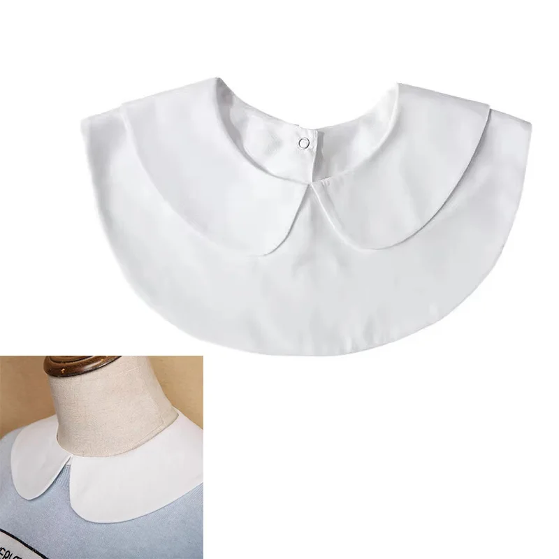1/2Pcs Lady's Fake Collar Half Shirt Blouse Detachable Dickey False Collar Cute Lapel Round Collar for Women
