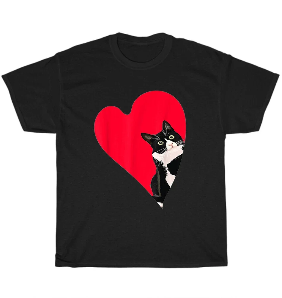 

Летняя роскошная брендовая мужская и женская футболка из чистого хлопка с графическим принтом Love Cat, уличная модная одежда с короткими рукавами