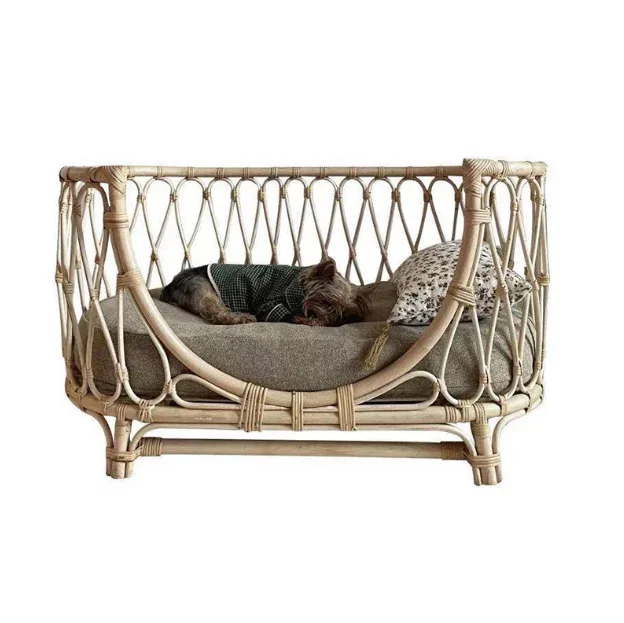 Rattan pet bed hand woven dog sofa rattan chair cat princess bed baby rattan bed