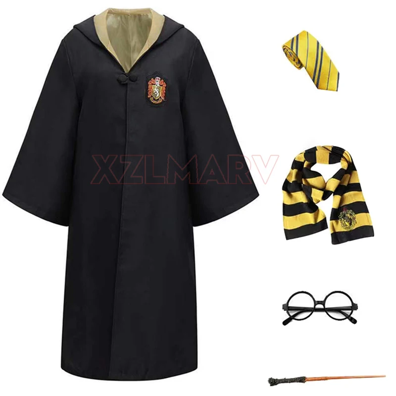 Women Magic College Uniform For Kids Adult Hufflepuff Slytherin Style Robe Cloak Sweater Heromions Cosplay Halloween Costume