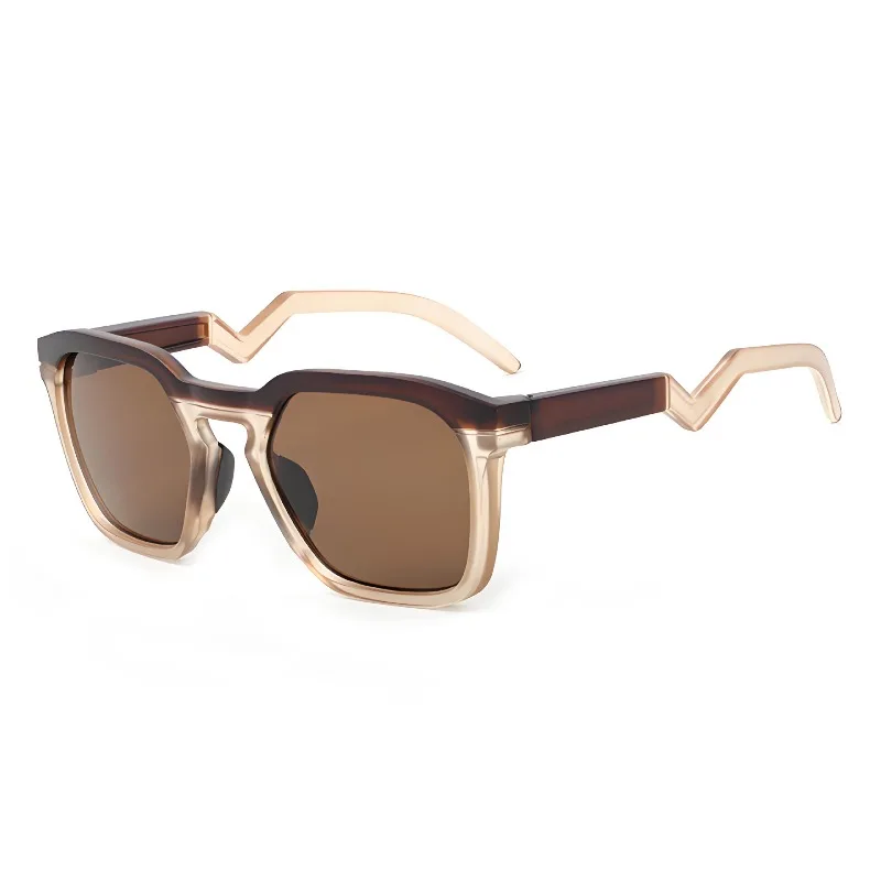 Two-tone Sports Square Sunglasses Men Women Zigzag Temple Sun Glasses Retro Riding UV400 Punk Shades Outdoor Driving Eyewear