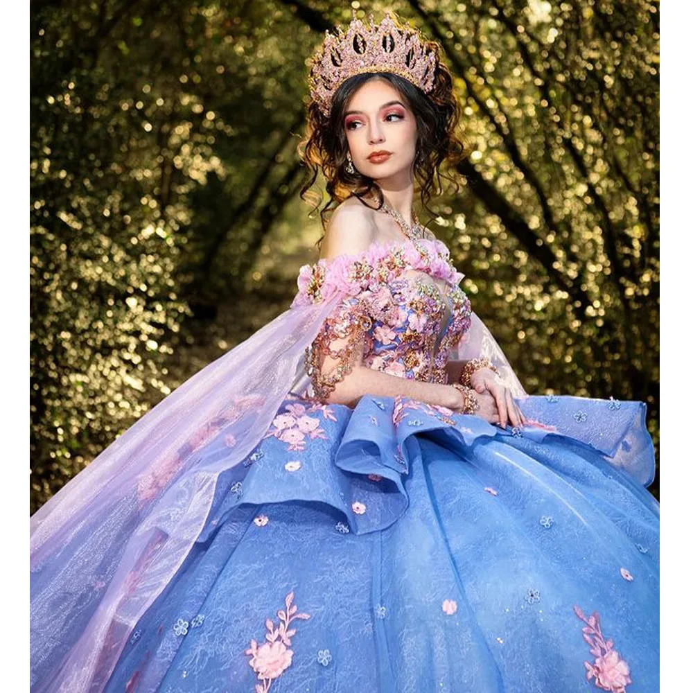 Quinceanera Dresses for Sweet 15 Year Sexy Off the Shoulder With Wraps Puffy Ball Gown Lace Appliques Princess Gowns